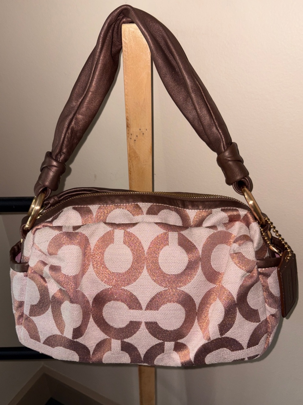 Coach Rose Gold/Brown Shoulder Bag Y2k